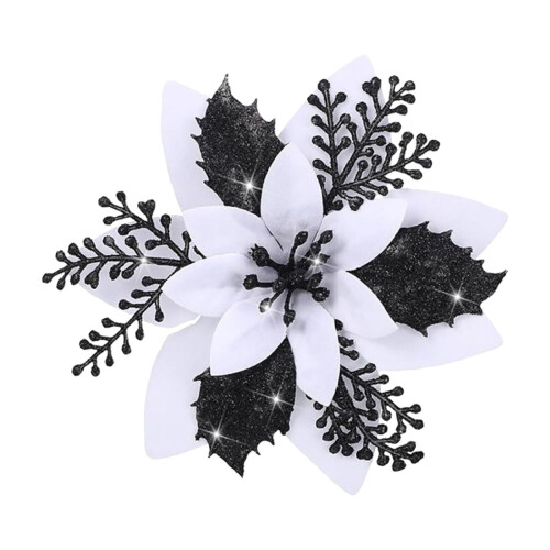 Glitter Poinsettia Artificial Flower 1 Pc