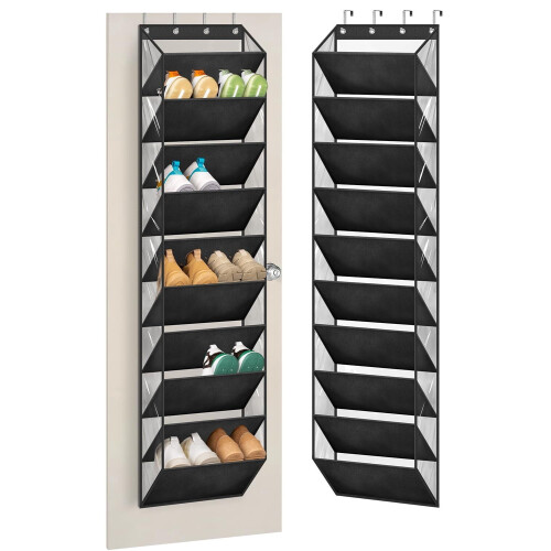 Clear Over-Door Shoe Organizer 10-Tier Deep Pockets 20-Pair