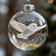 Christmas Glass Ball Ornament with Bird Design 12 pcs