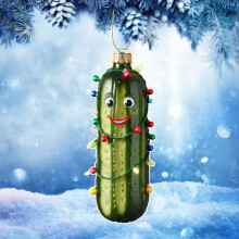Green Acrylic Pickle Ornament Cucumber Pendant with Lanyard
