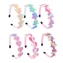 Girls Headbands Pack of 6 Glitter Bow Heart Star Design