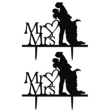Acrylic Cake Topper Black 2 pcs