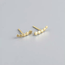 Sterling Silver Round Disc Climber Earrings A4483-Gold