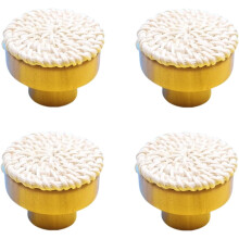 Wooden Cabinet Handles Round Log Style 45mm White 4 pcs