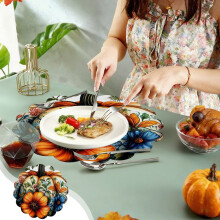 Fall Placemats 15.7x15.7 Inch Pumpkin Quilted Heat-Resistant