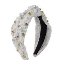Pearl Rhinestone Knot Headband Pink Kids