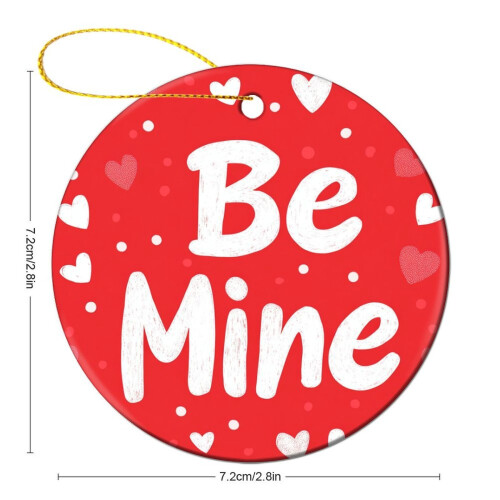 Ceramic Heart Ornament Red White Be Mine 3 inch 1