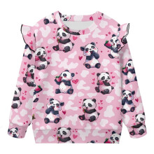 Panda Sweatshirt Girls Long Sleeve Crewneck Oversized