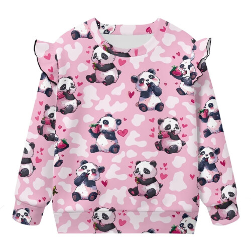 Panda Sweatshirt Girls Long Sleeve Crewneck Oversized