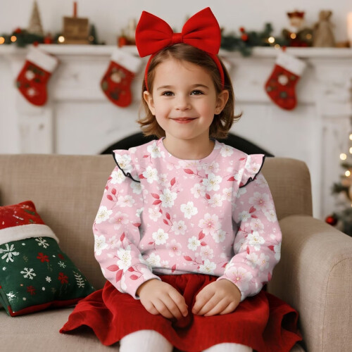 Girls Sweatshirt Cherry Blossom Pink Size 5-6 2