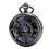 Mechanical Pocket Watch Antique Skeleton Black Double 3