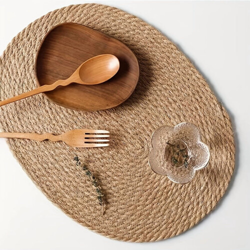 Handwoven Hemp Rope Placemats Oval 2 pcs 1