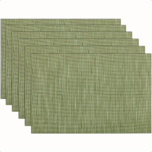 Woven Vinyl Placemats Set Olive Green 6