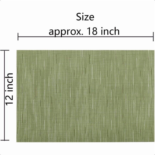 Woven Vinyl Placemats Set Olive Green 6 1