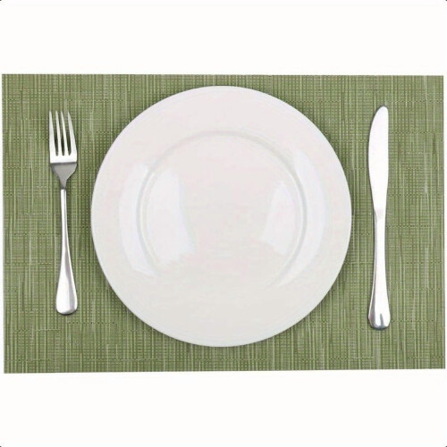 Woven Vinyl Placemats Set Olive Green 6 2