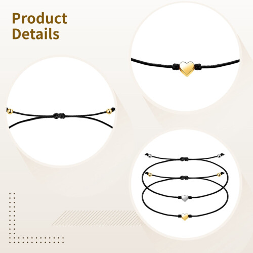 Rainbow Heart Friendship Bracelets Set with Silver Gold 2