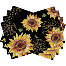 Sunflower Placemats Linen Rustic 4 Pcs