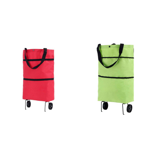 Foldable Wheeled Shopping Bag with Hand Straps 1 Pack