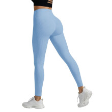Women's High-Waisted Ribbed Yoga Pants Light Blue XL