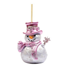 Pink Snowman Ornament Vintage Acrylic 1 pc