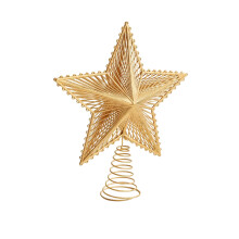 Gold Glitter Metal Christmas Tree Topper Star 9 inch