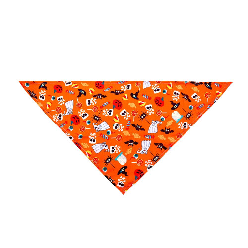 Dog Bandanas Fall Pumpkin Ghost Design Orange Durable Fabric