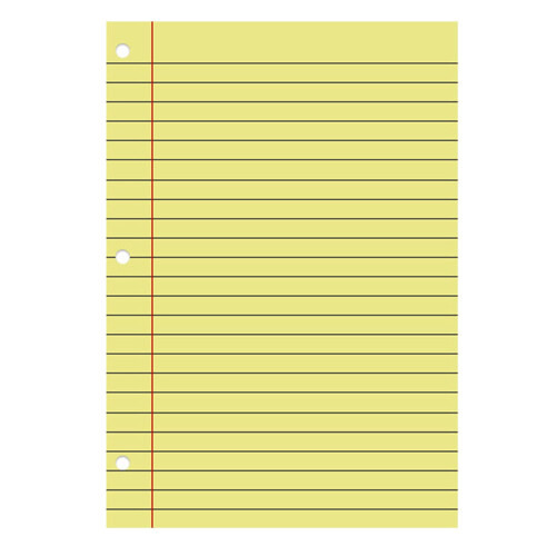 Lined Paper College Ruled 200 Sheets 3-Hole Punched Yellow