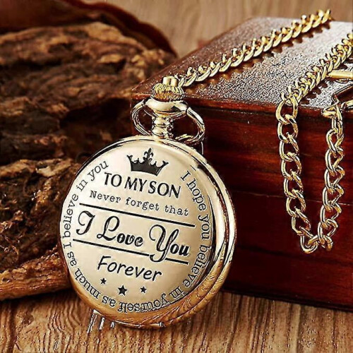 Engraved Pocket Watch for Son - Love Gift from Mom Dad, 1