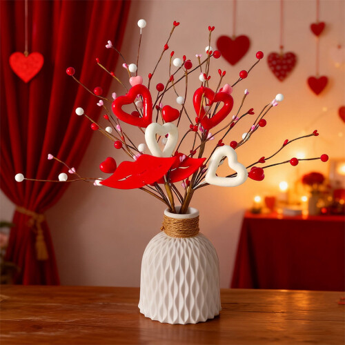 Heart Lips Branch Floral Pick for Wedding and Celebration