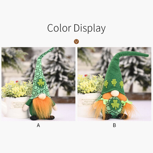 St. Patrick's Day Gnome Plush Decor Green Faceless Ornament