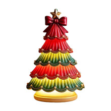 Mini Christmas Tree with Lights - Red Green Resin Tabletop