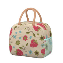 Strawberry Portable Lunch Bag with Pockets Large Cooler Tote