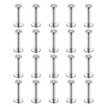 Surgical Steel Lip Ring Crystal Labret Piercing 20 pcs