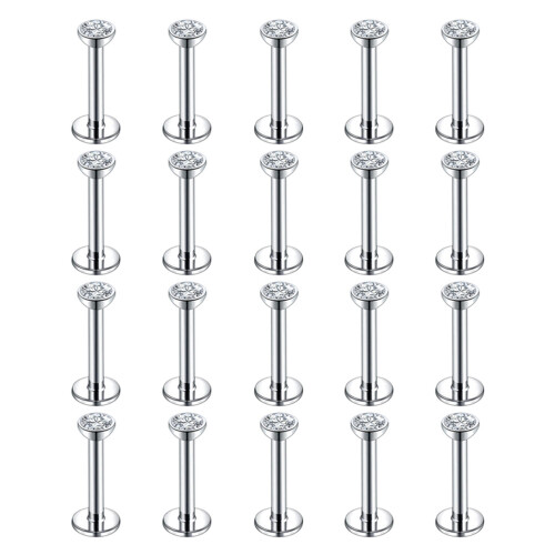 Surgical Steel Lip Ring Crystal Labret Piercing 20 pcs