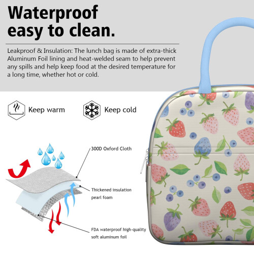 Strawberry Lunch Bag Insulated Leakproof Reusable 2