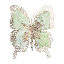 Velvet Christmas Butterfly Ornament Green 8.3x7.1 Inch