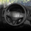 Cowhide Steering Wheel Cover Anti-Slip Black Line Universal 2