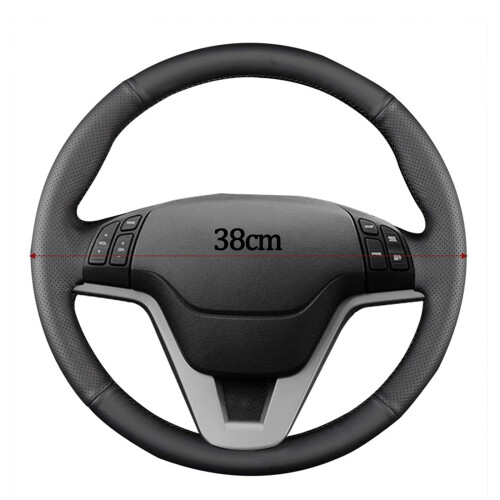 Cowhide Steering Wheel Cover Anti-Slip Black Line Universal 2