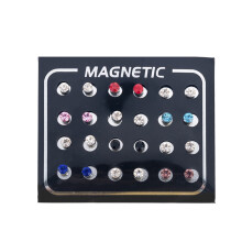 Rhinestone Magnetic Stud Earrings Unisex 12 Pairs 3mm