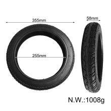 14 Inch E-Bike Tire 14x2.125 Tubeless Black Rubber