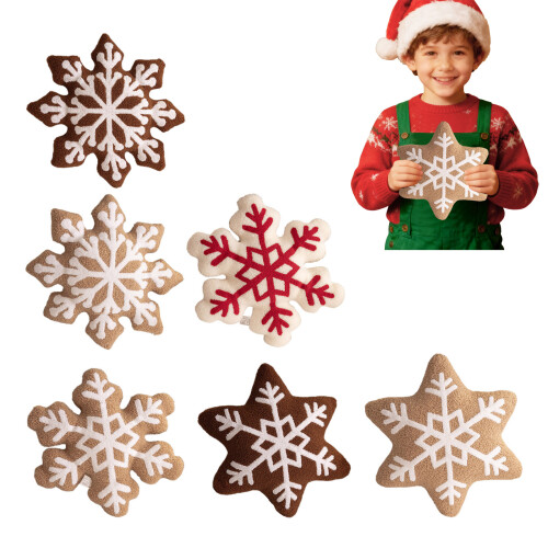 3D Snowflake Christmas Throw Pillow Winter Plush Decor 1