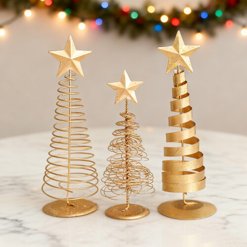 Gold Spiral Christmas Tree Decor with Star Topper 1
