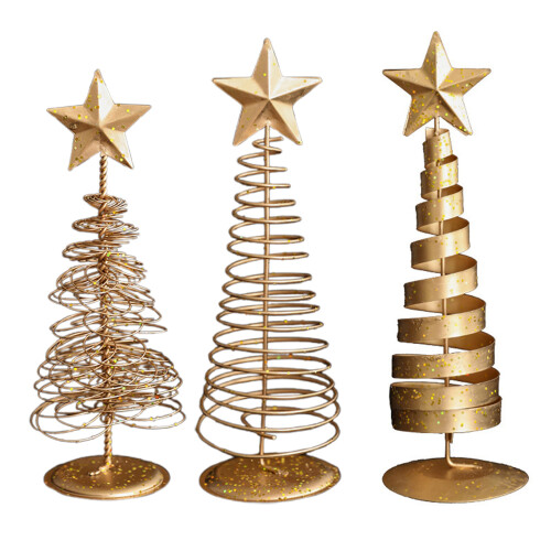 Gold Spiral Christmas Tree Decor with Star Topper 2