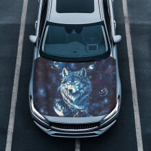 Galaxy Wolf Car Hood Cover 59.05x39.37 in Stretchable