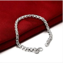 Sterling Silver Hollow Box Link Bangle Bracelet 1 Pc