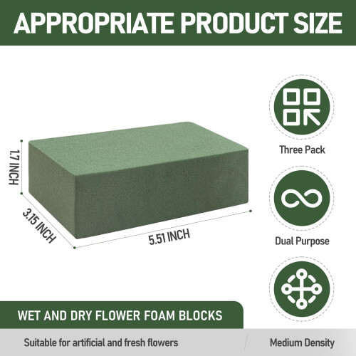 Floral Foam Blocks Green Wet/Dry 3 Pack 1