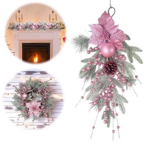 Pink Artificial Christmas Garland with Balls 2
