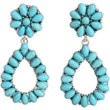 Bohemian Turquoise Oval Drop Earrings Ethnic Teardrop Style