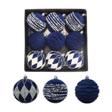 Glitter Plastic Christmas Ball Ornaments Blue 9 pcs