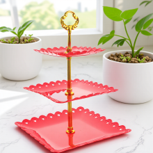 Rustic Cupcake Stand Red 3-Tier